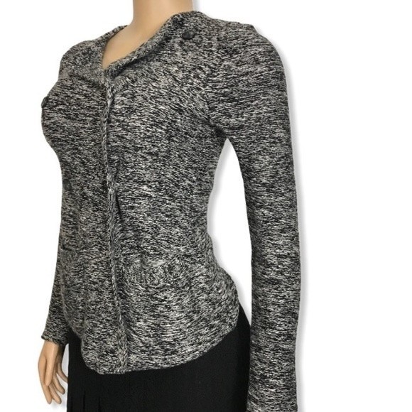 Lucky Brand Sweater Jacket Cardigan Marled Yarn black and white double breasted - Picture 5 of 12